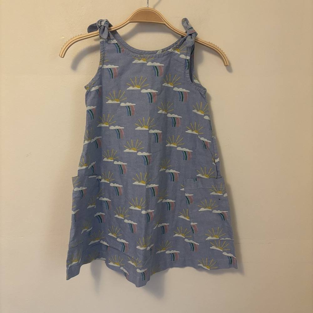 Hanna‎ Andersson Girls Dress  Rainbow Blue Oxford Sheath Preppy 100% Cotton 6-7